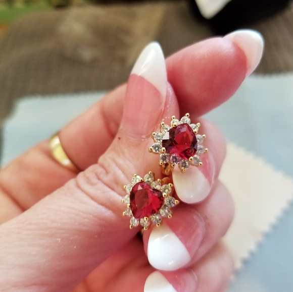 Jewelry - RUBY & DIAMOND HEART EARRINGS